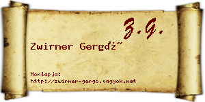 Zwirner Gergő névjegykártya